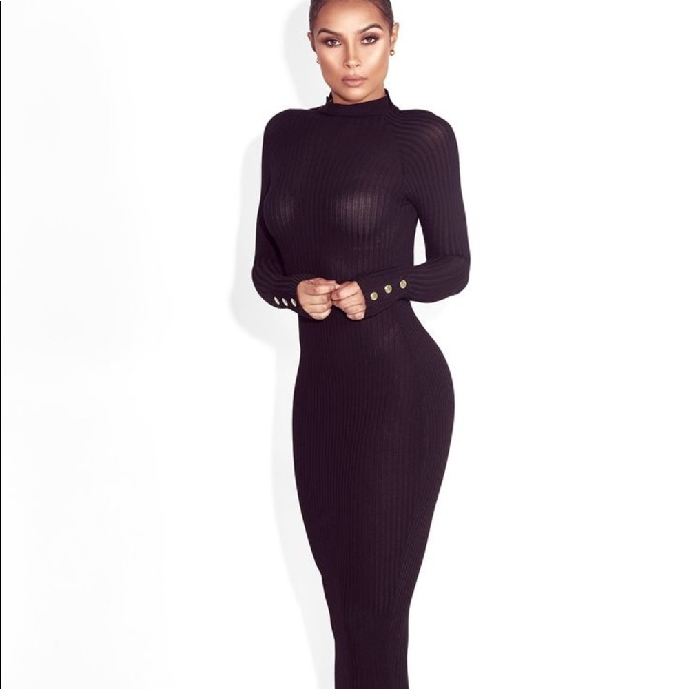 Black Backless Midi Dress